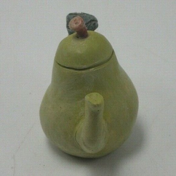 Green Teapot Leaf Handle Ornament Miniature CA 950 C - Picture 4 of 8